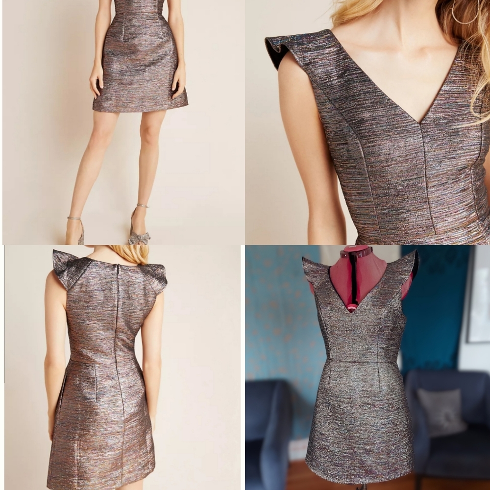 Anthropologie Hutch 🪐 Jessie metallic mini dress
